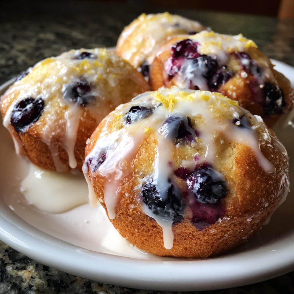 Muffins mit Blaubeeren und Zitronenglasur
