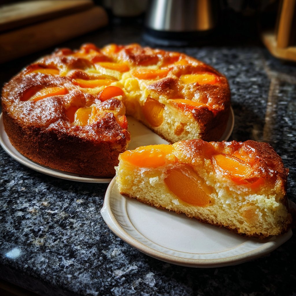 Blechkuchen mit Aprikosen und Vanille