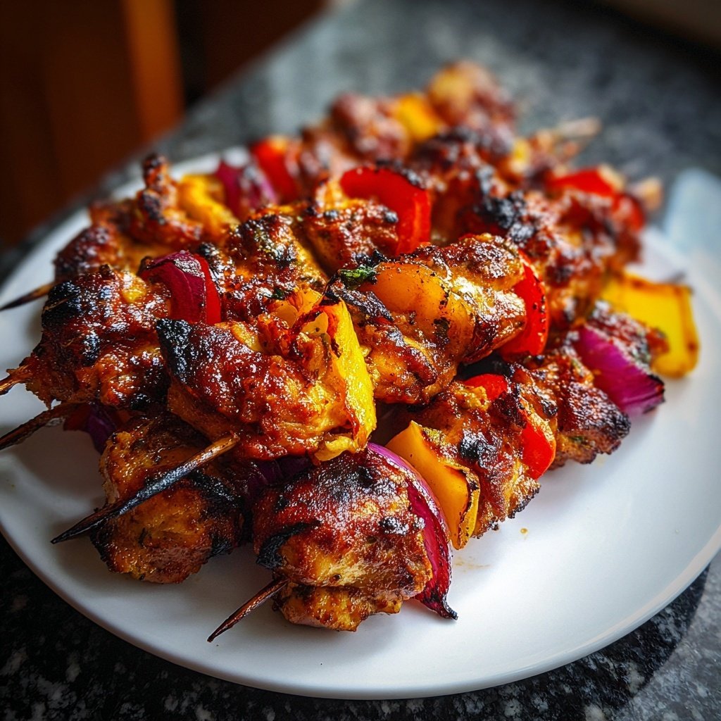 Gegrillte Hähnchenspieße