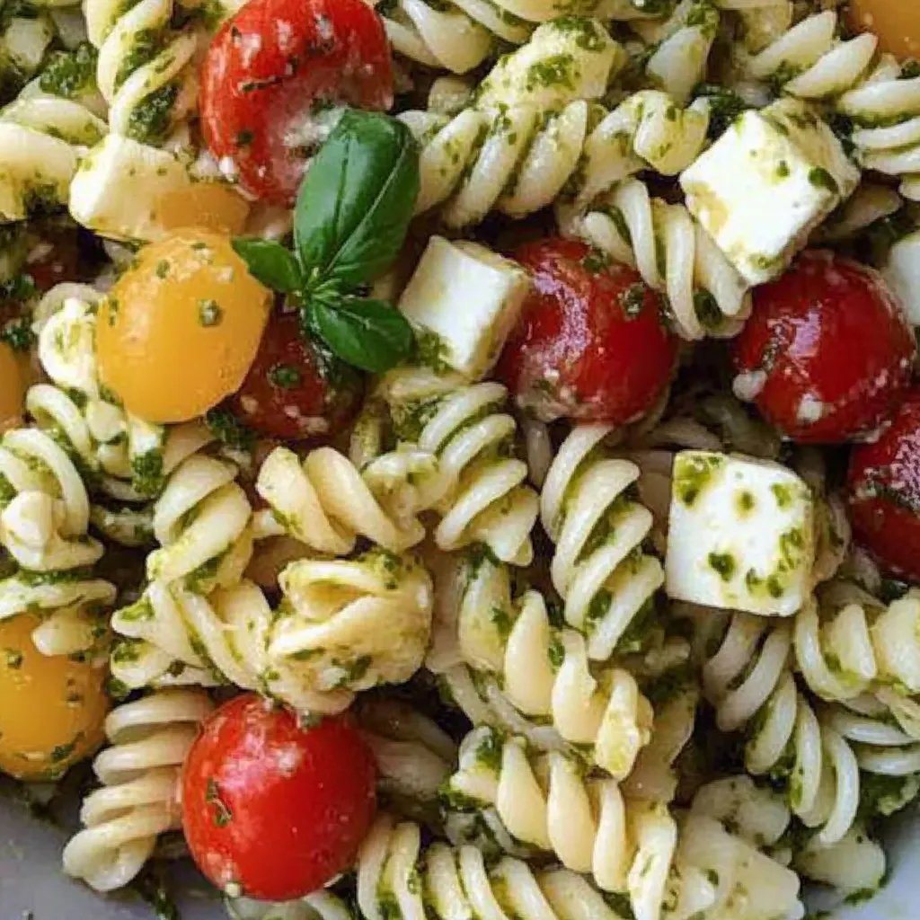 Pesto Pasta Salad mit Tomaten & Mozzarella!