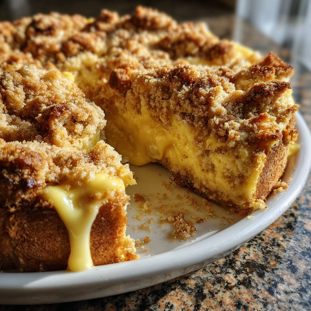 Kuchen mit Streuseln und Vanille